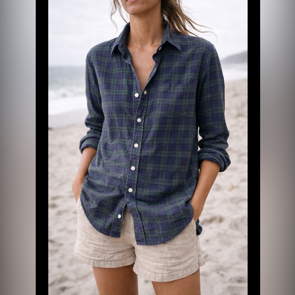 Frank & Eileen Navy And Green Plaid Button-Down Shirt